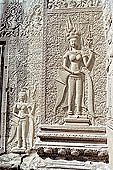 Angkor Wat temple, the fourth enclosure, the bas reliefs of the west gopura, superbly preserved devatas, either individually or in groups of two or three, amongst the finest in the monument.